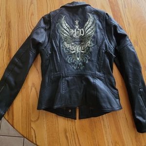 Olive Drab Leather Harley Davidson Riding Jacket